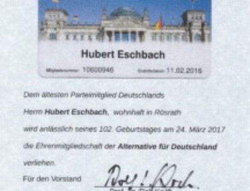 Ältestes AfD-Mitglied feiert seinen 102. Geburtstag